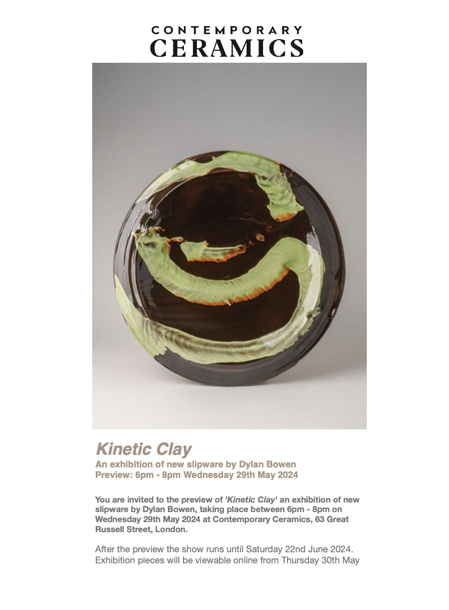 Kinetic Clay. Dylan Bowen. Contemporary Ceramics Centre. London.
